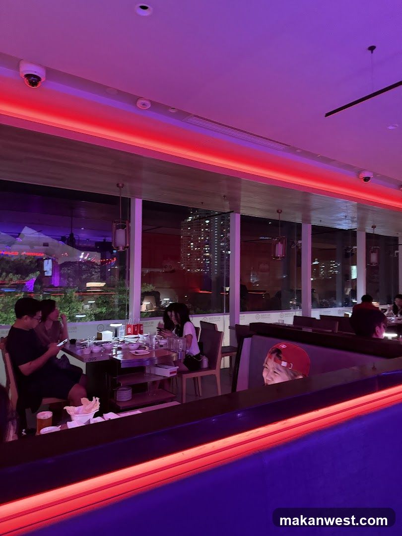 Restaurant Interior with Neon Lighting