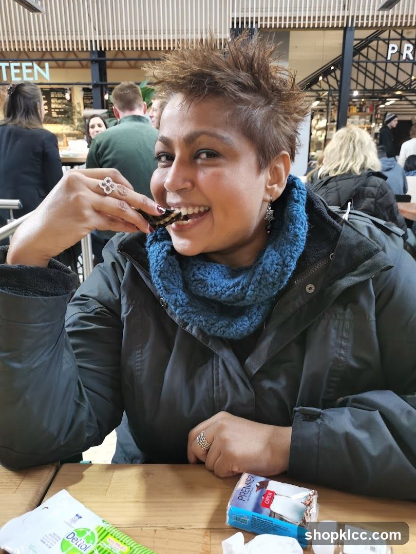 Woman eating a snack