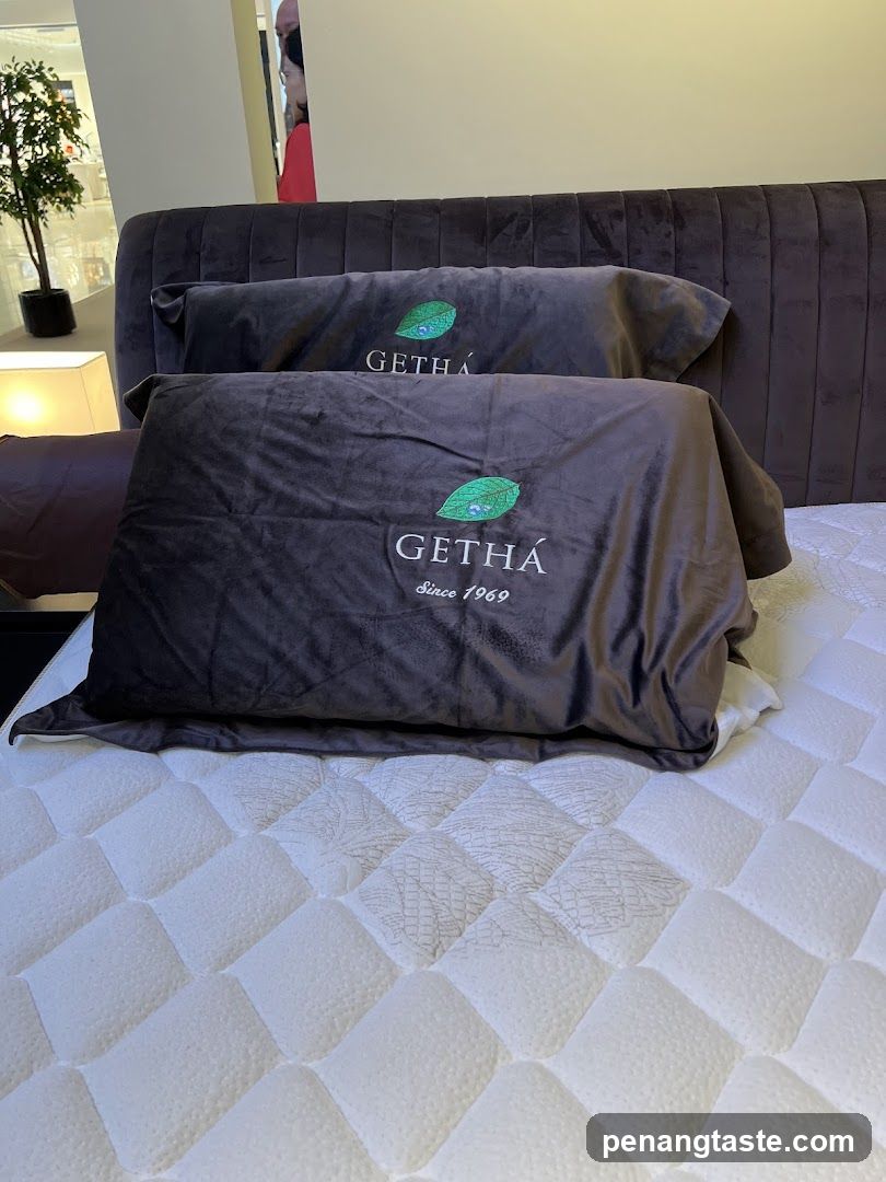 GETHA pillows on a mattress