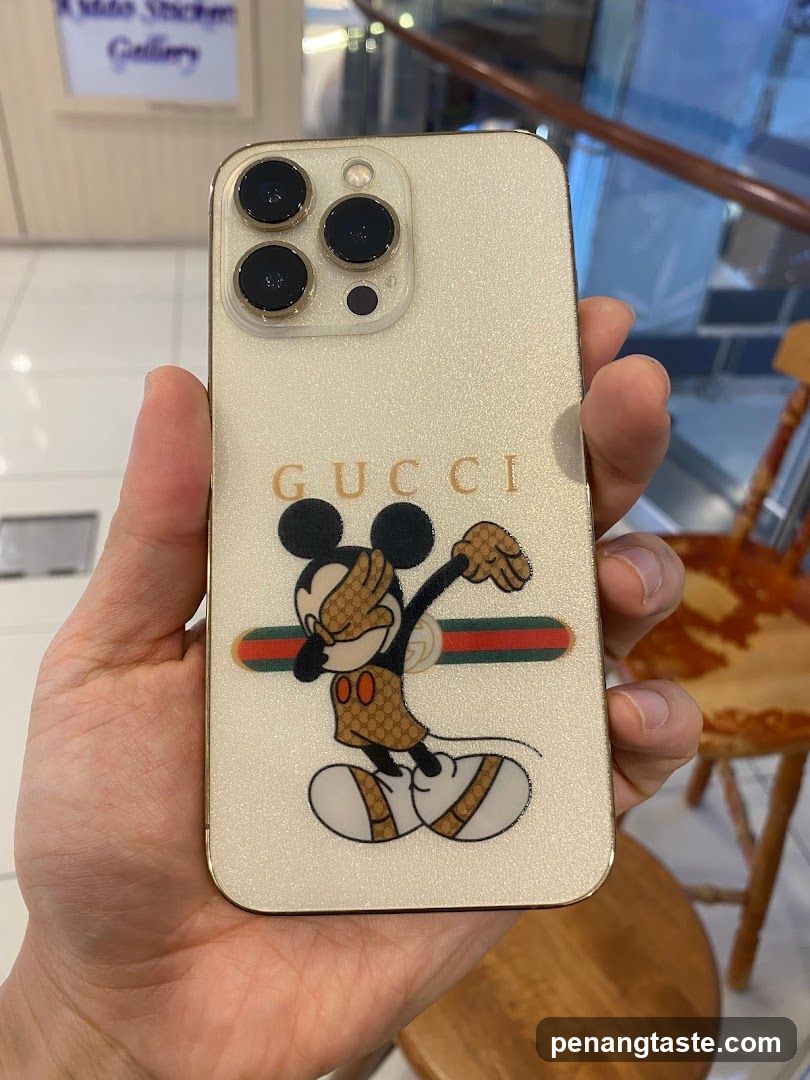 Phone Case with Mickey Mouse and Gucci Logo