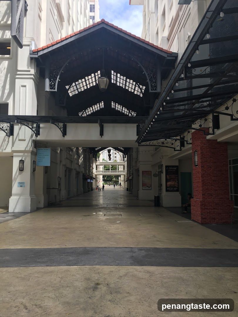Outdoor walkway with shops