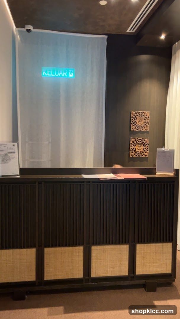 Reception Desk with Exit Sign