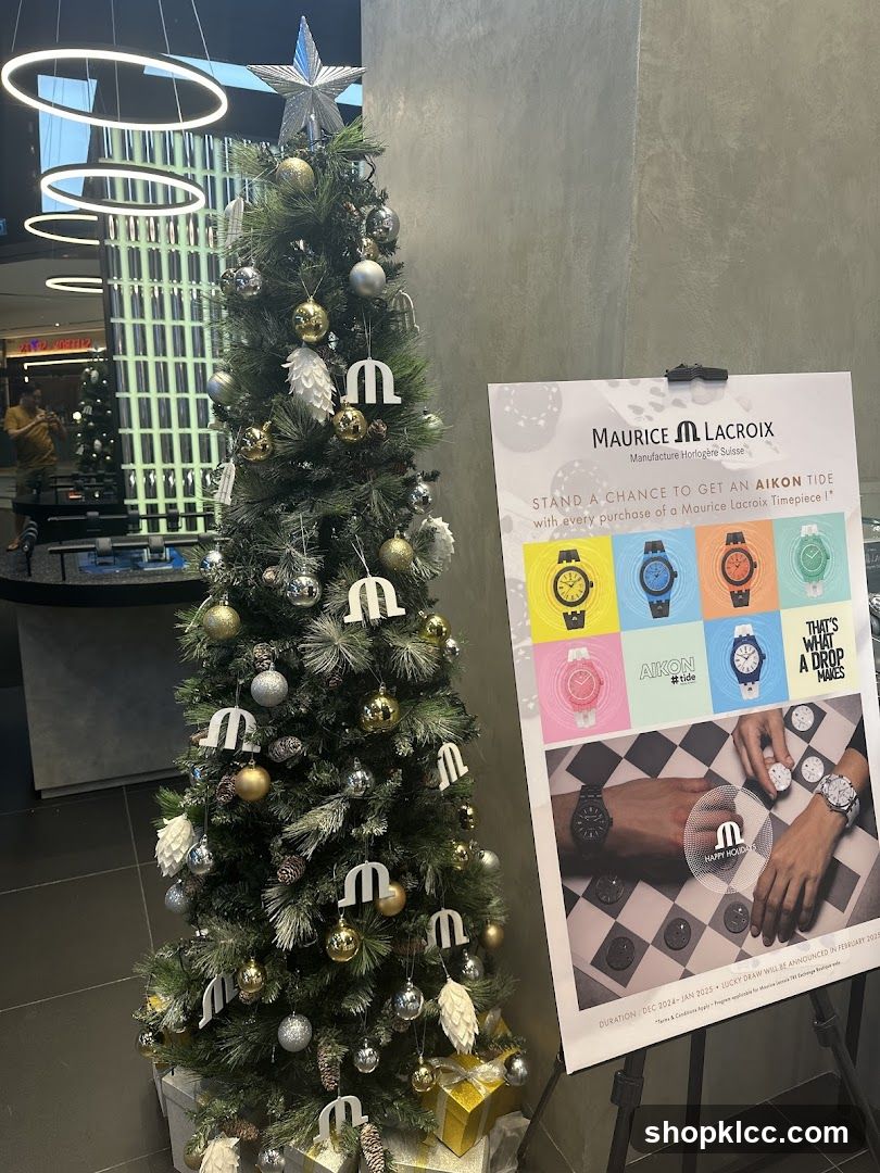 Christmas tree with Maurice Lacroix advertisement