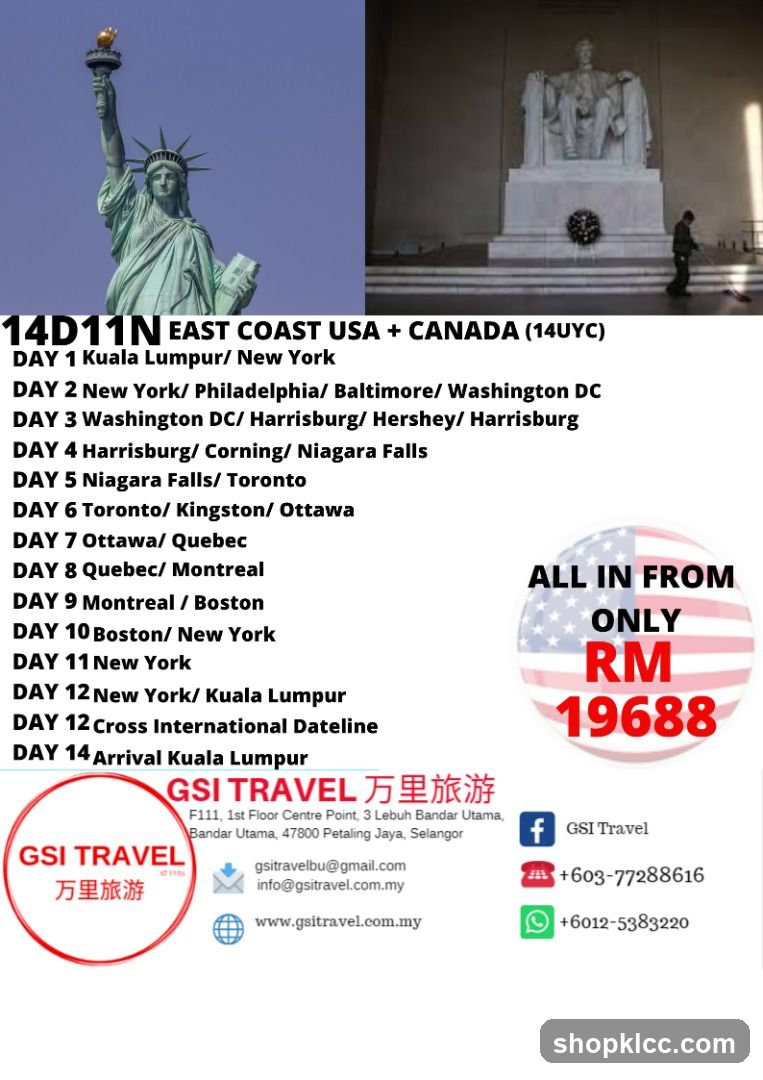 14D11N EAST COAST USA + CANADA (14UYC)