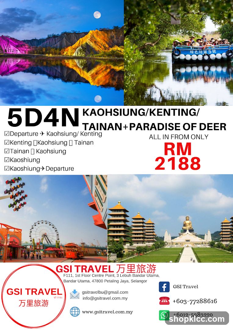 5D4N KAOHSIUNG/KENTING/TAINAN+PARADISE OF DEER
