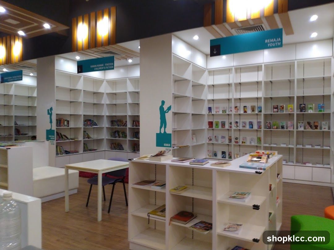 Library Interior with Bookshelves and Seating Area
