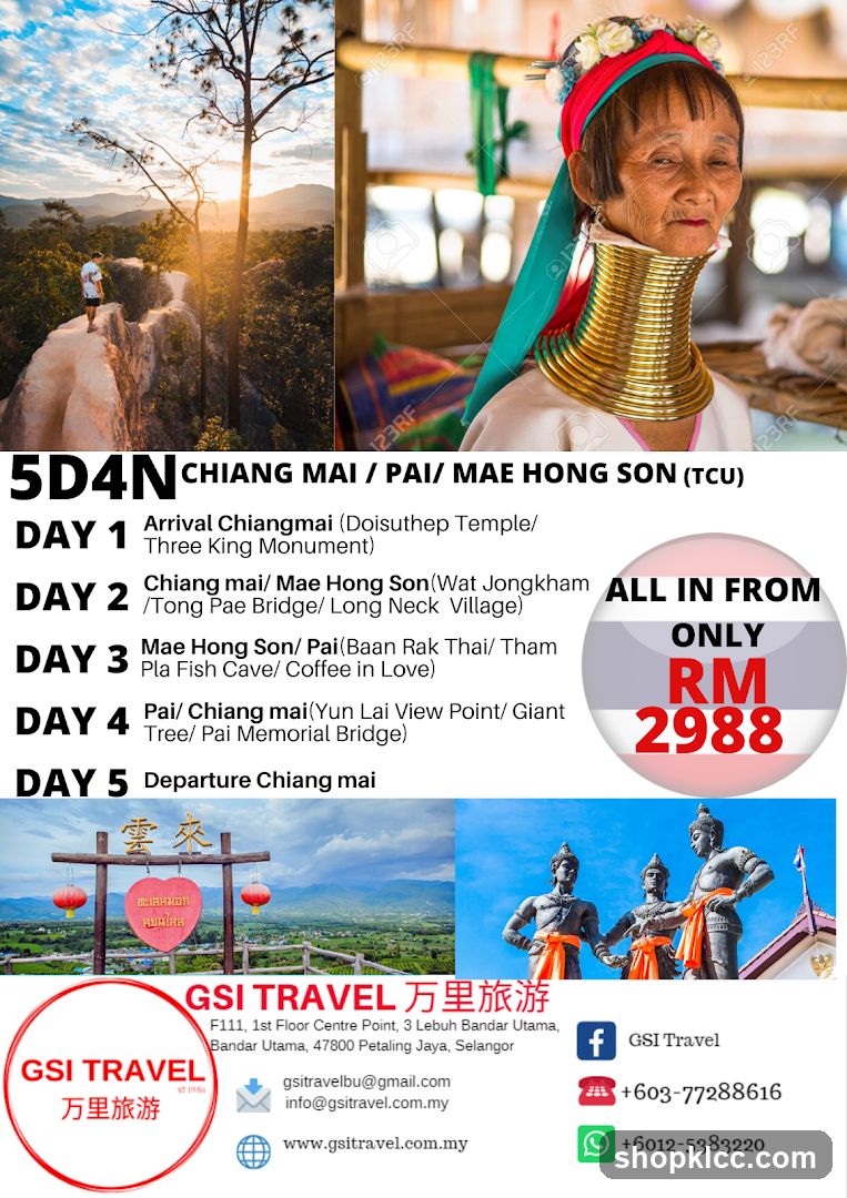 5D4N Chiang Mai / Pai / Mae Hong Son (TCU)