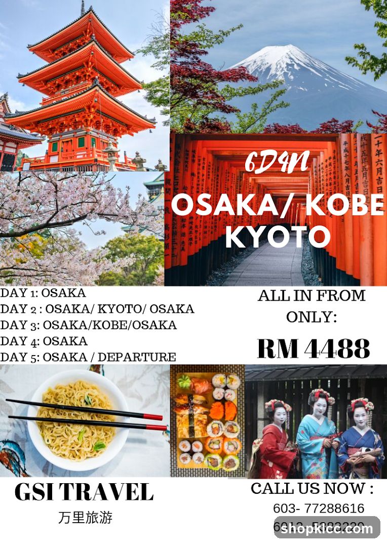 6D4N OSAKA / KOBE KYOTO Tour