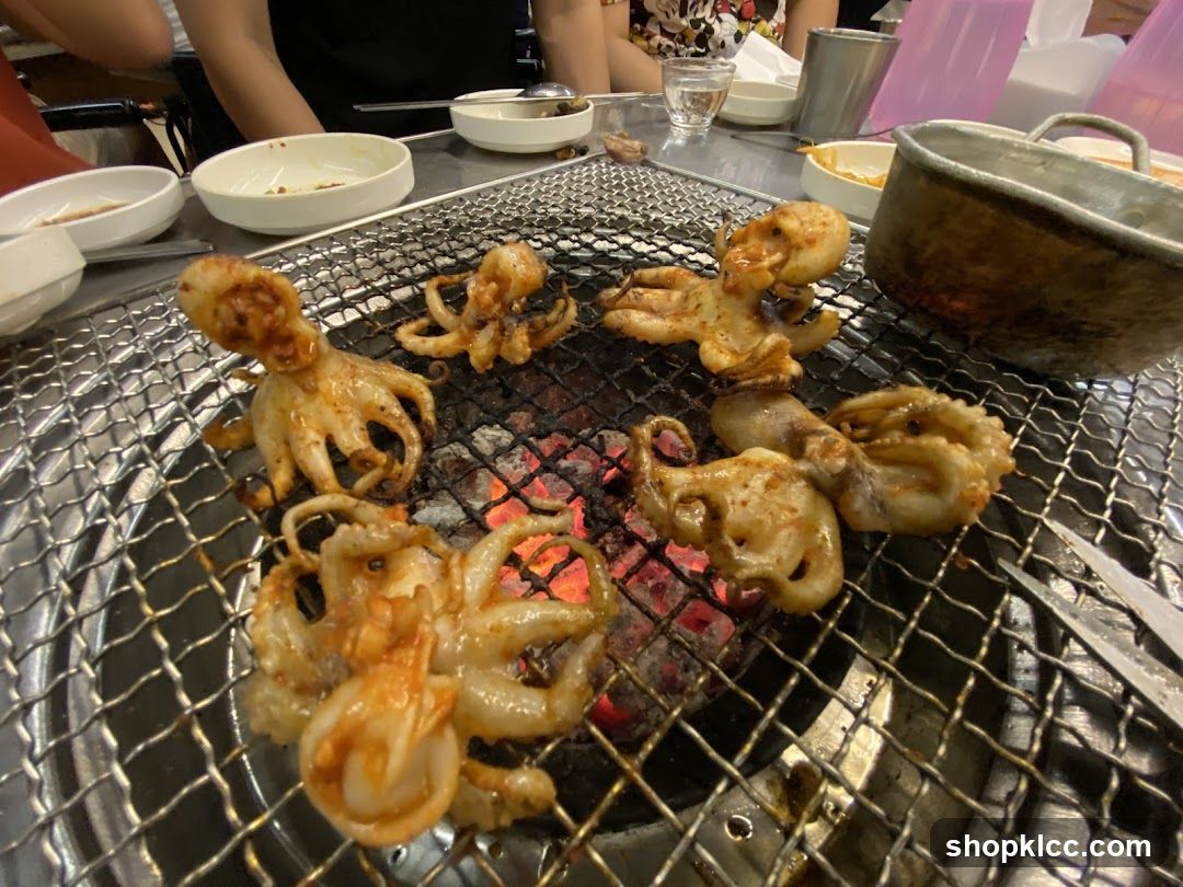 Grilled Squid on Mesh Grill