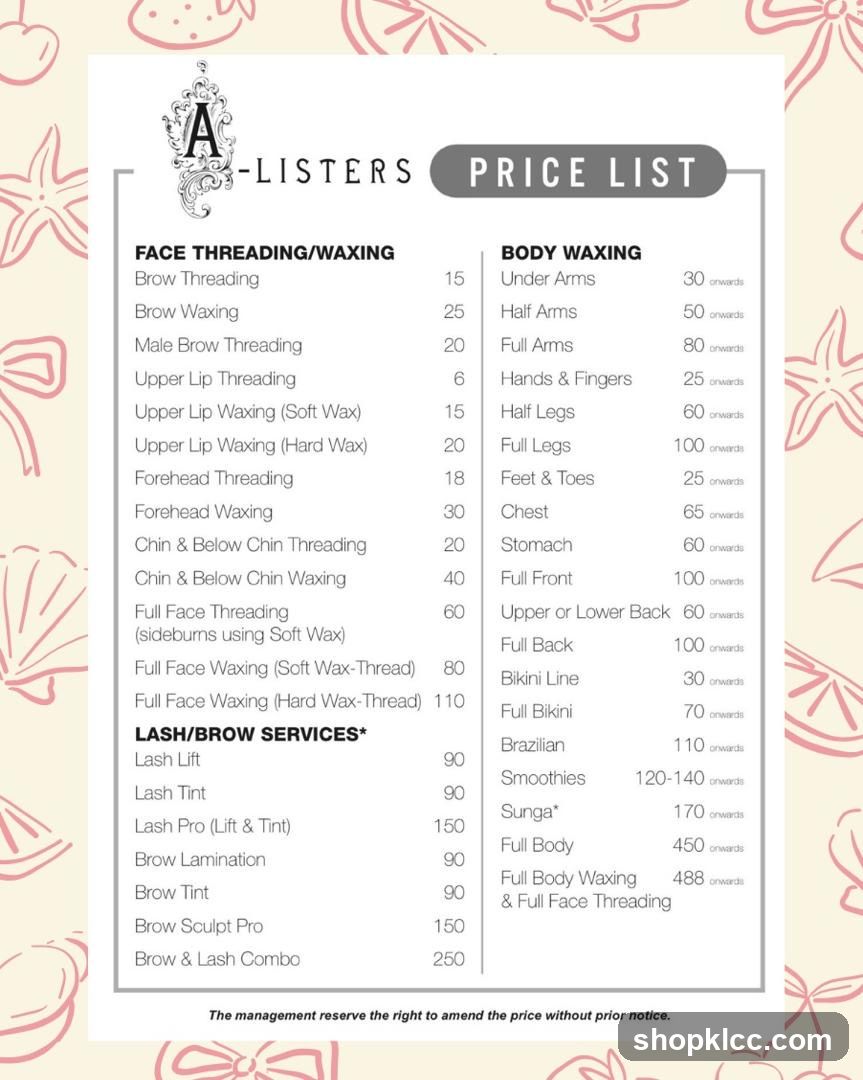 PRICE LIST