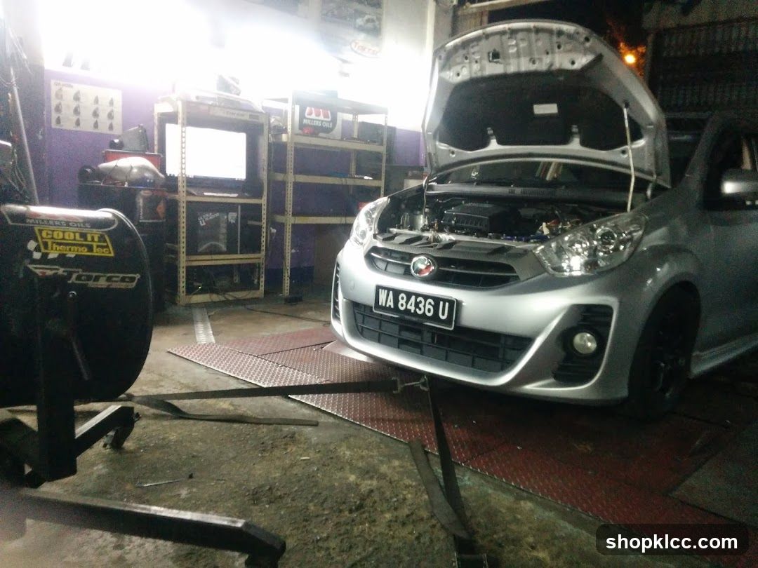Car on a dynamometer
