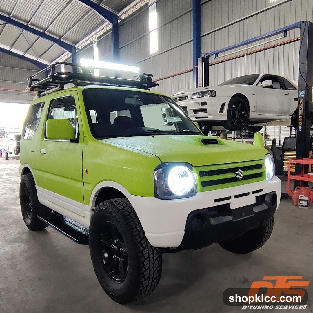 Modified Suzuki Jimny in a workshop