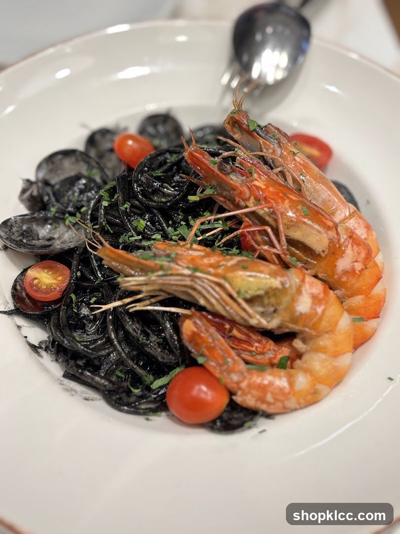 Squid Ink Pasta with Shrimp