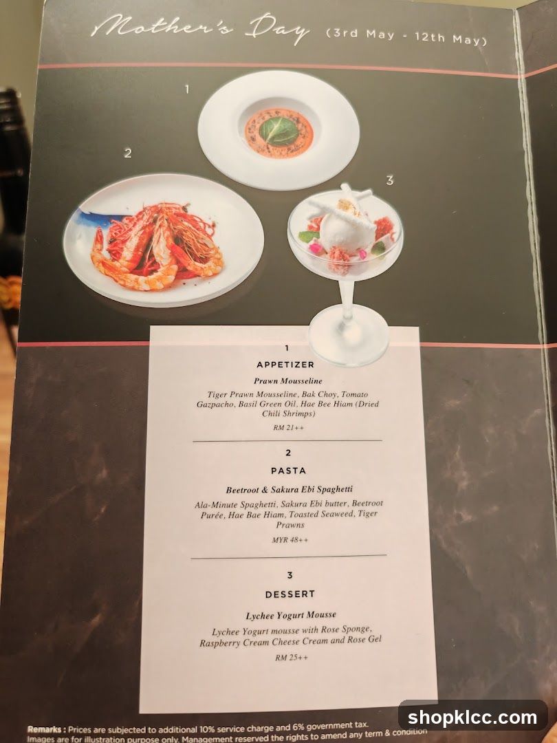 Mother's Day Menu