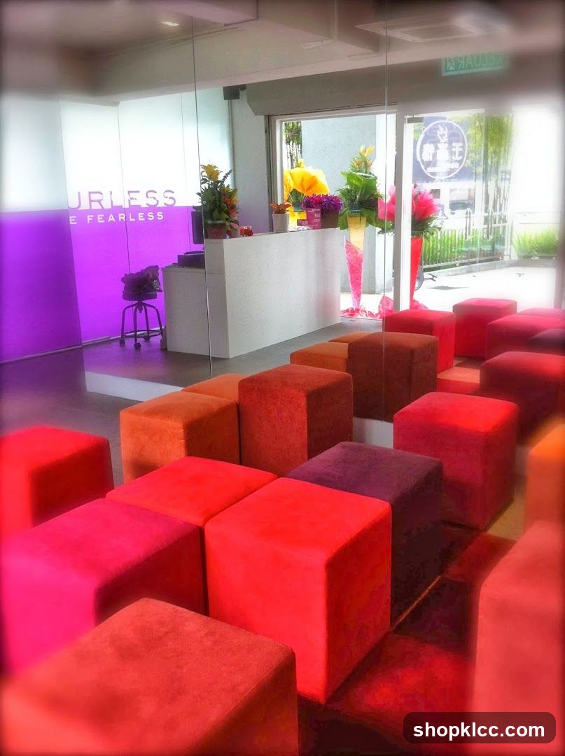 Modern Waiting Area with Colorful Ottomans