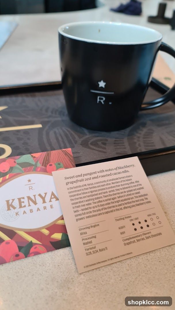 Starbucks Kenya Kabare Coffee Tasting Card