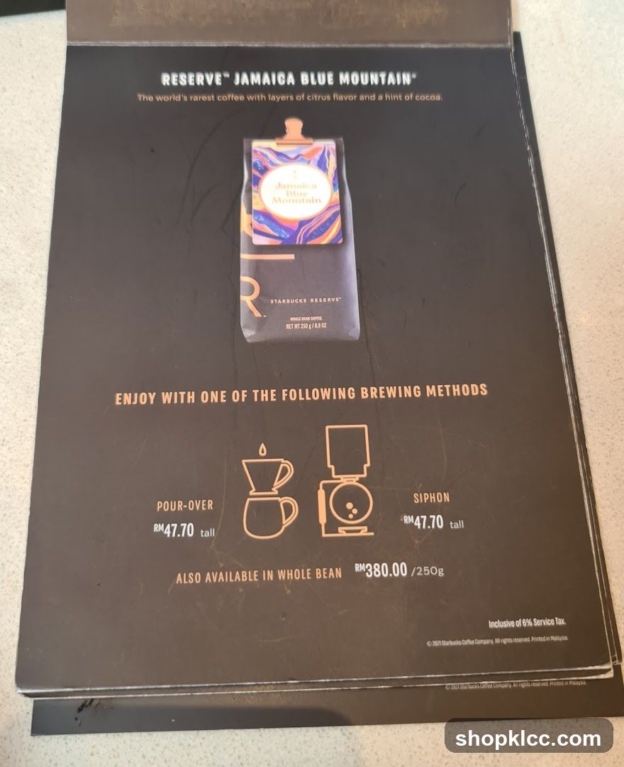 Starbucks Reserve Jamaica Blue Mountain Coffee