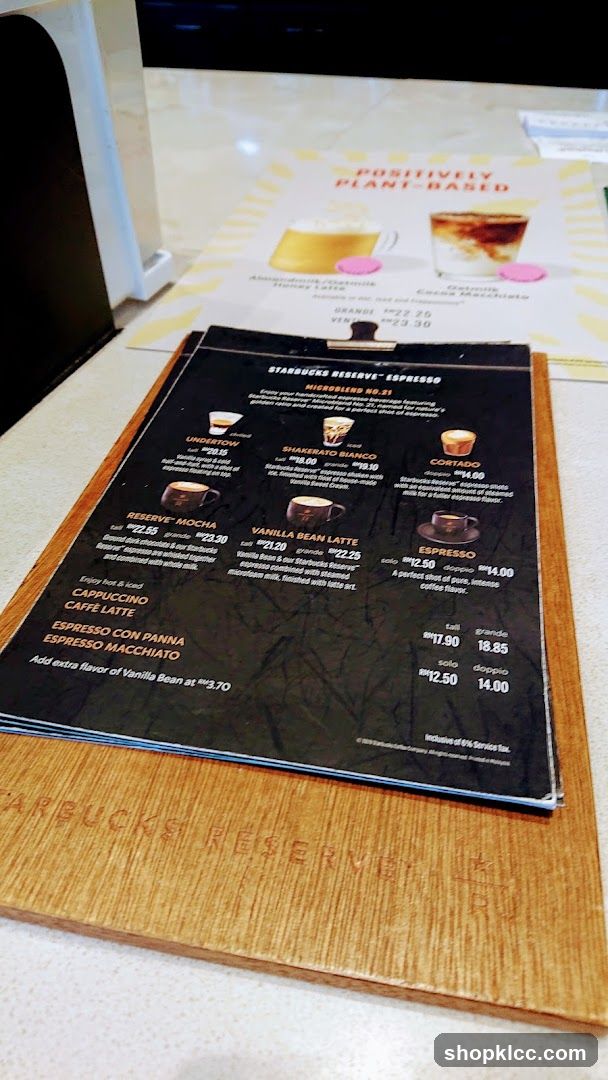 Starbucks Reserve Espresso Menu