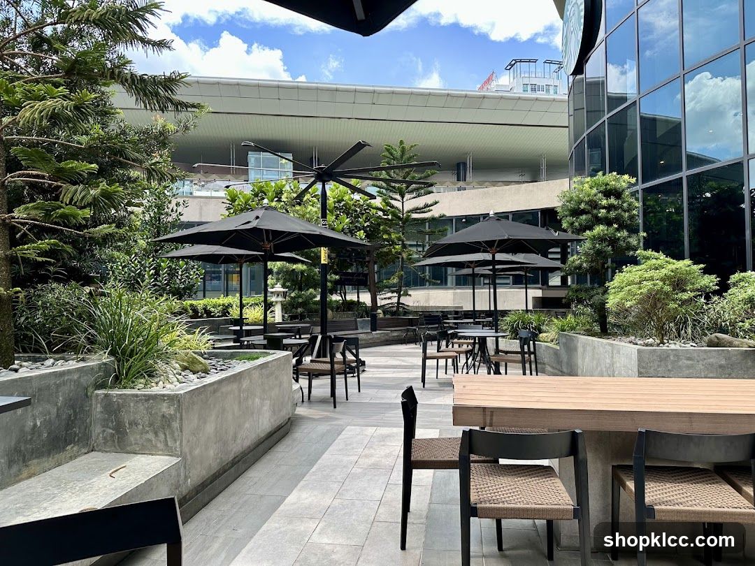Outdoor Seating Area with Lush Greenery