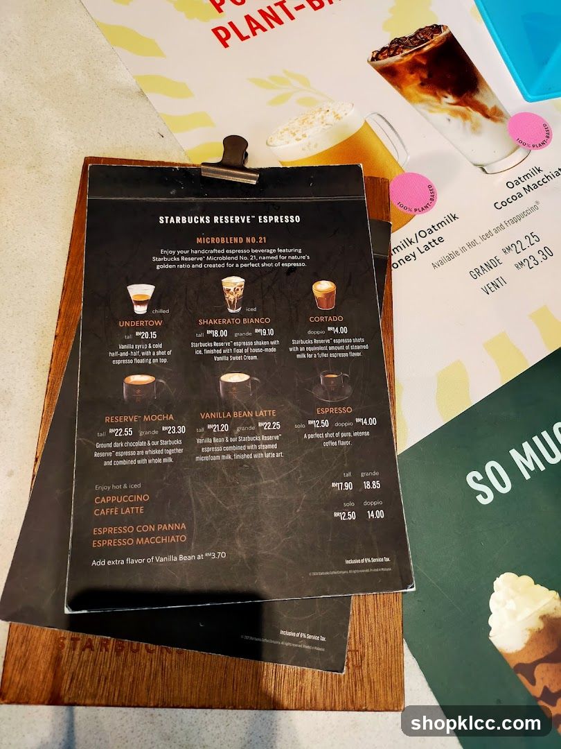 Starbucks Reserve Espresso Menu