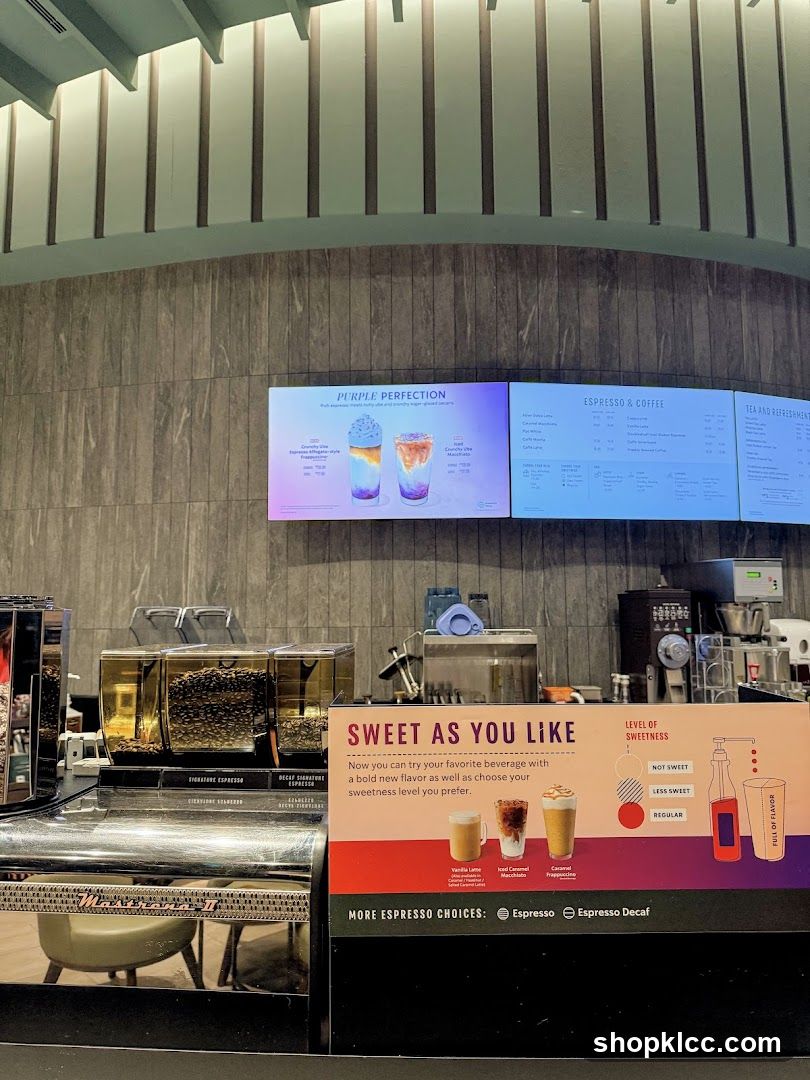 Coffee Shop Menu and Sweetness Options