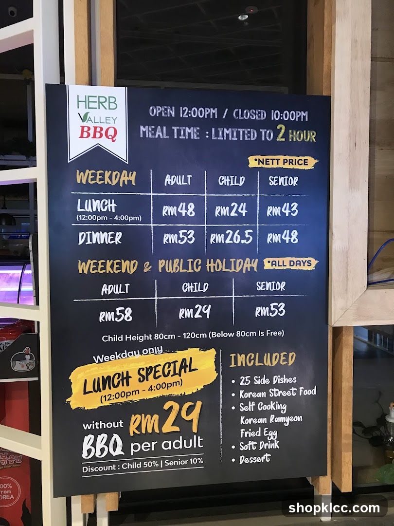 Herb Valley BBQ Menu