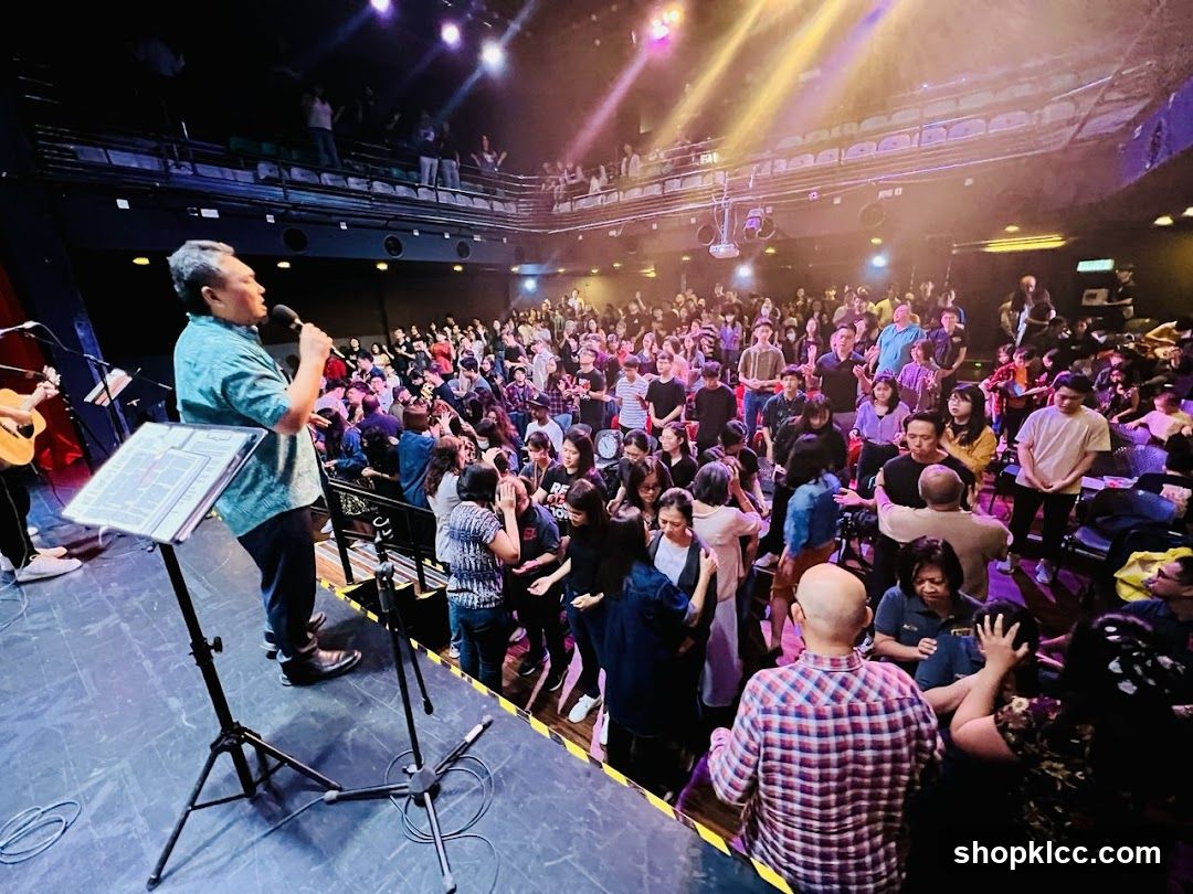 Congregation in a performance hall