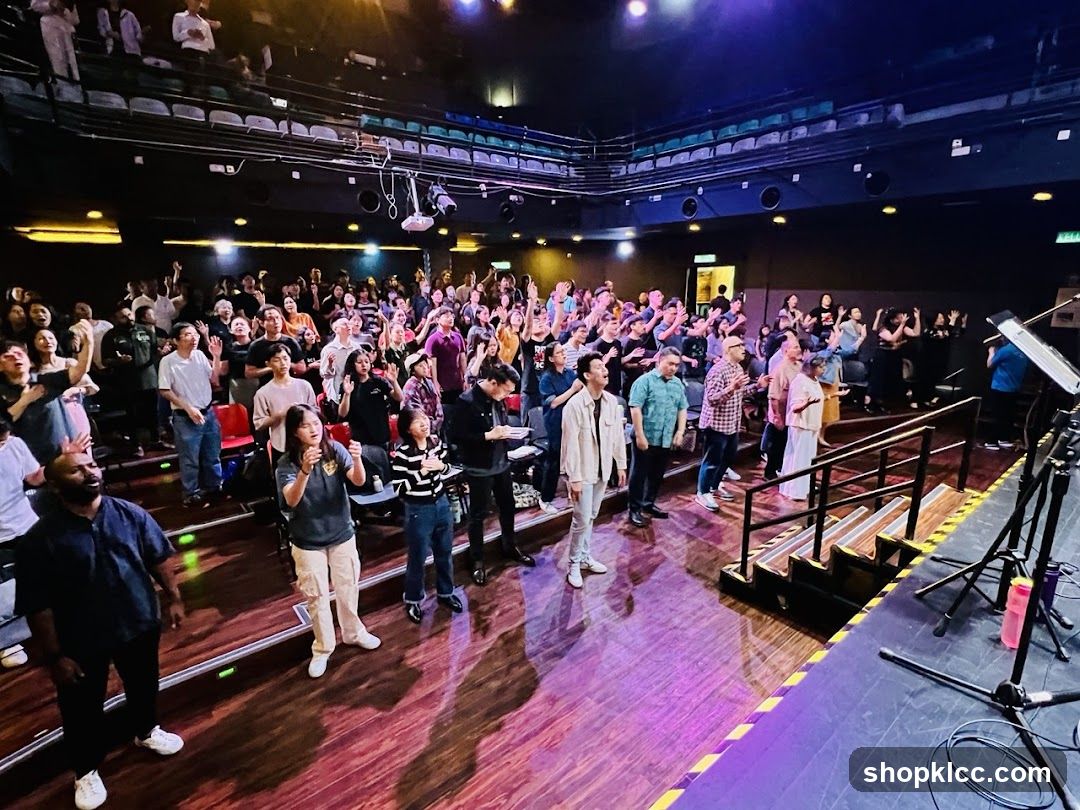 Congregation with hands raised