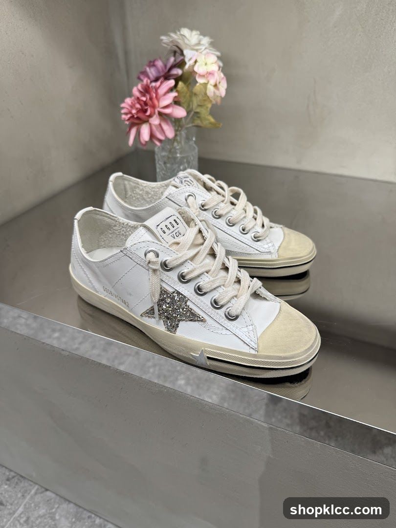 White Sneakers with Glitter Star