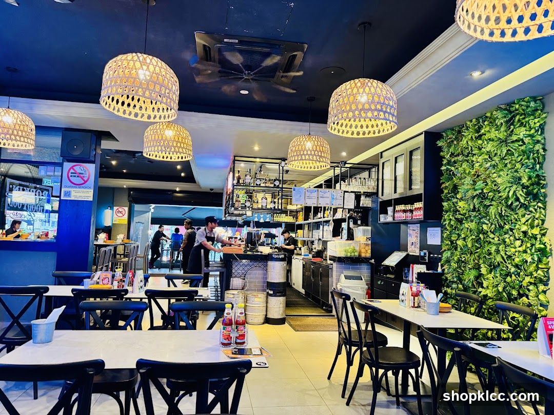 Restaurant Interior with Green Wall