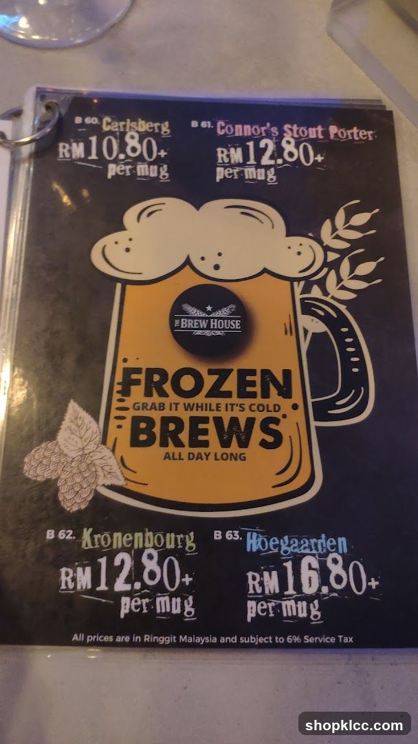 The Brew House Frozen Brews Menu