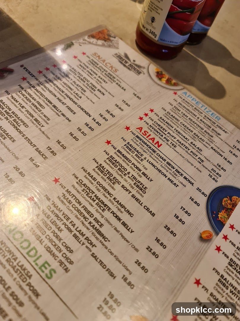 The Brew House Menu