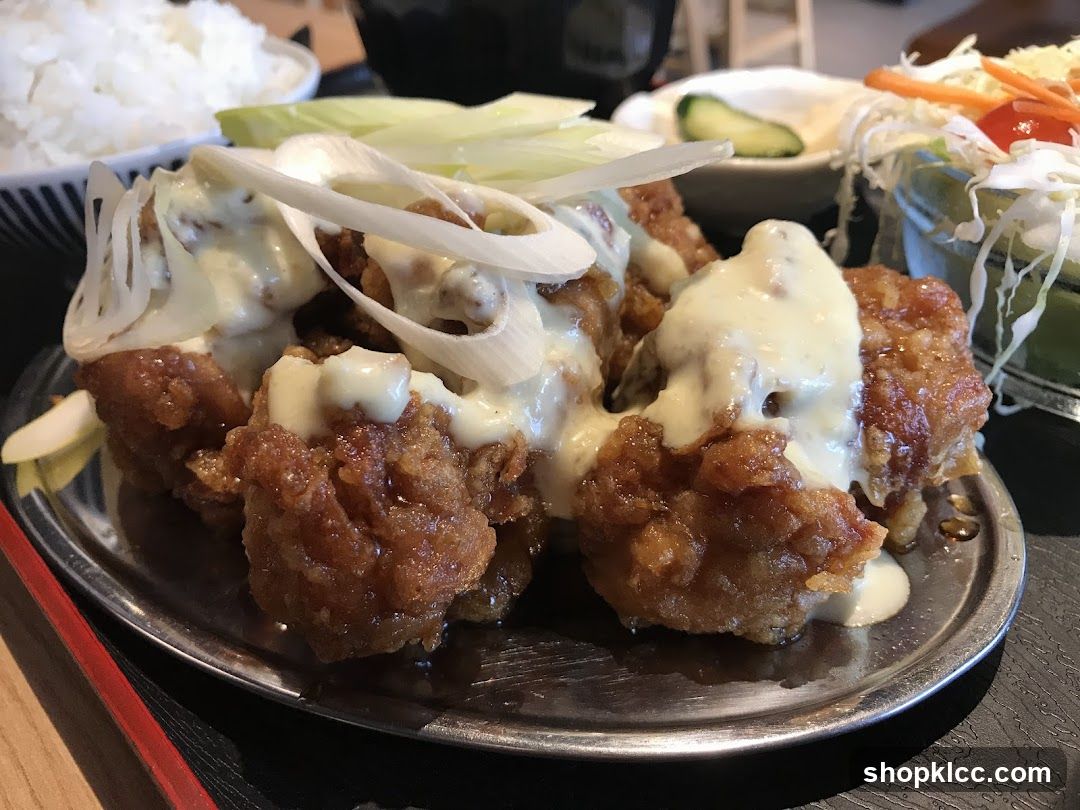 Fried Chicken with Sauce and Garnishes