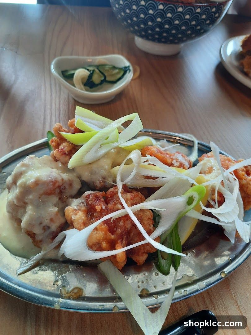 Fried Chicken with Sauce and Garnish