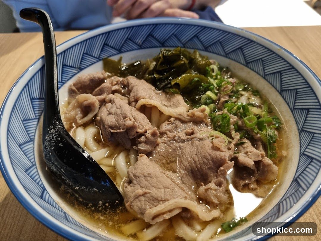 Bowl of Udon with Beef and Greens