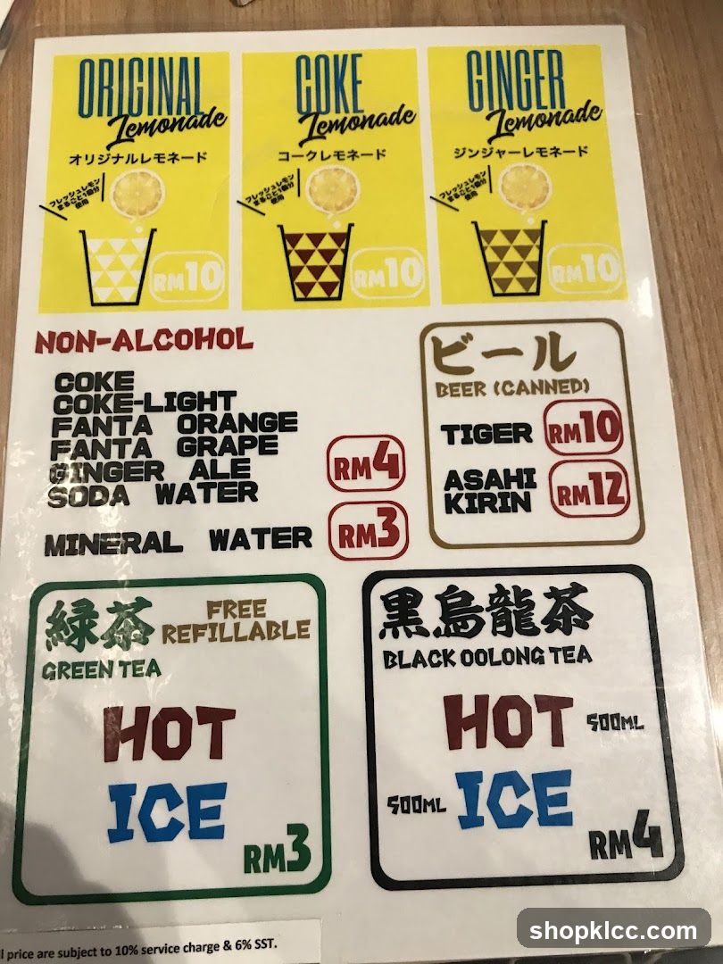 Lemonade and Drink Menu