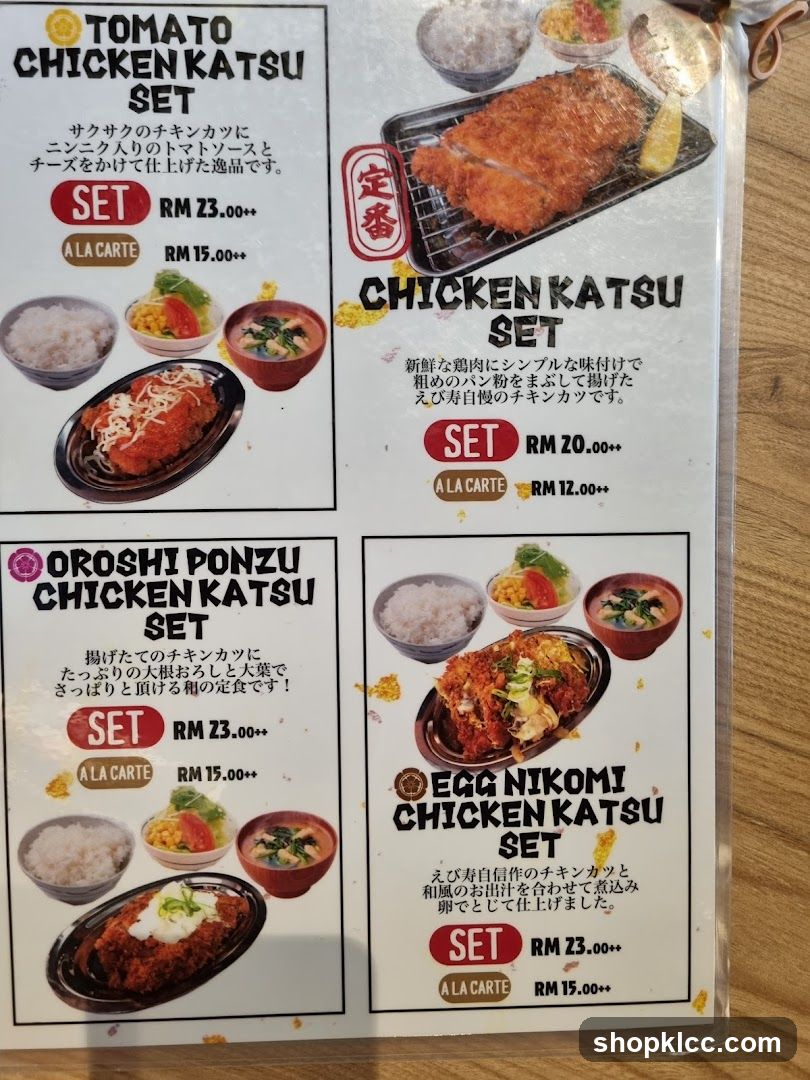 Chicken Katsu Menu