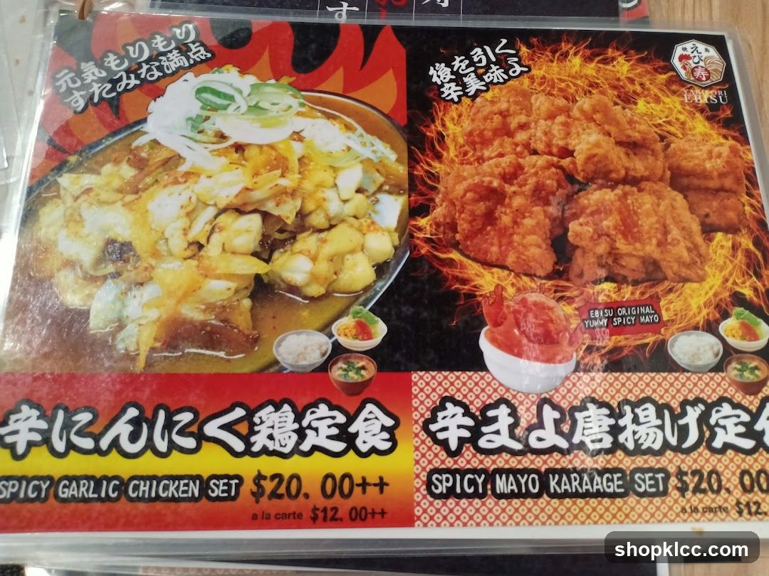 Spicy Garlic Chicken and Spicy Mayo Karaage Set Menu