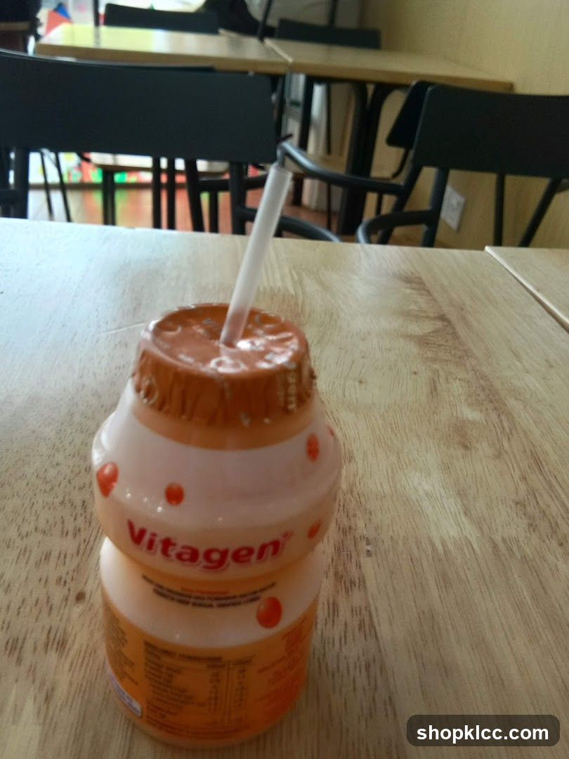 Vitagen Juice Bottle on Table