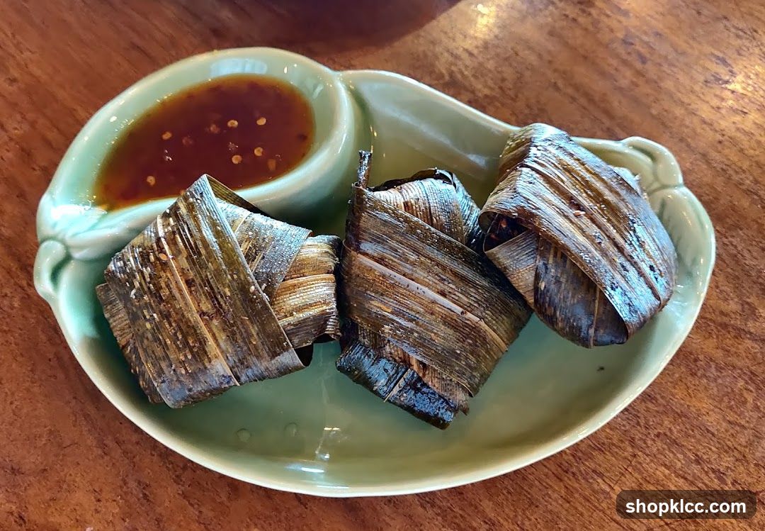 Chicken wrapped in pandan leaves