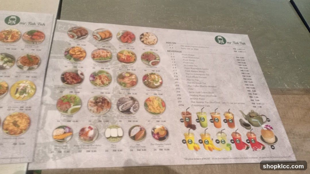 Mr. Tuk Tuk Menu