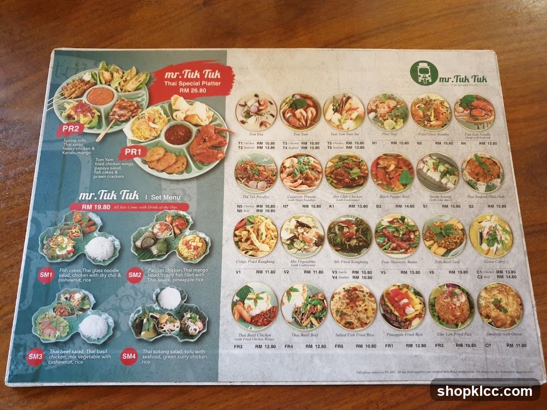 Mr. Tuk Tuk Menu