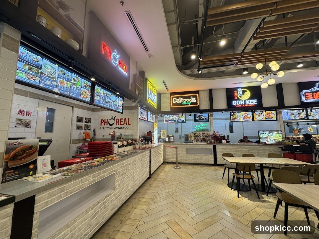Food court with multiple food stalls