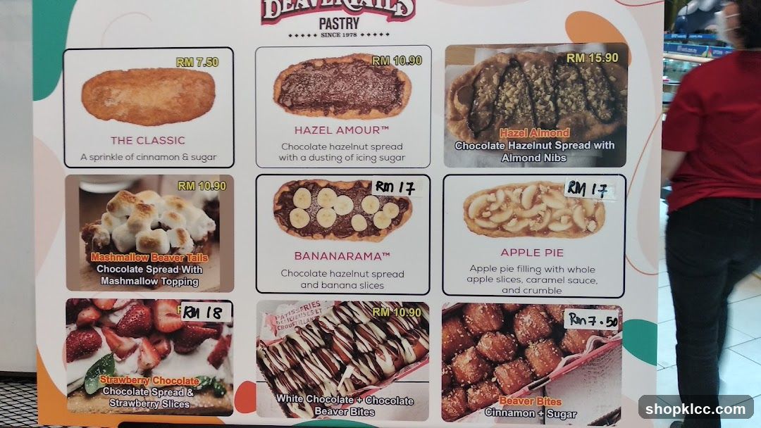 Beaver Tails Pastry Menu