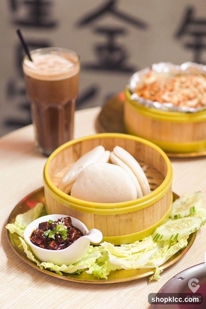 Steamed Buns with Savory Filling and Drink