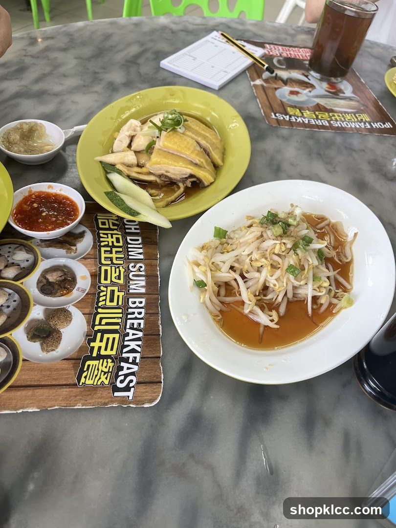 Hainanese Chicken Rice and Bean Sprouts
