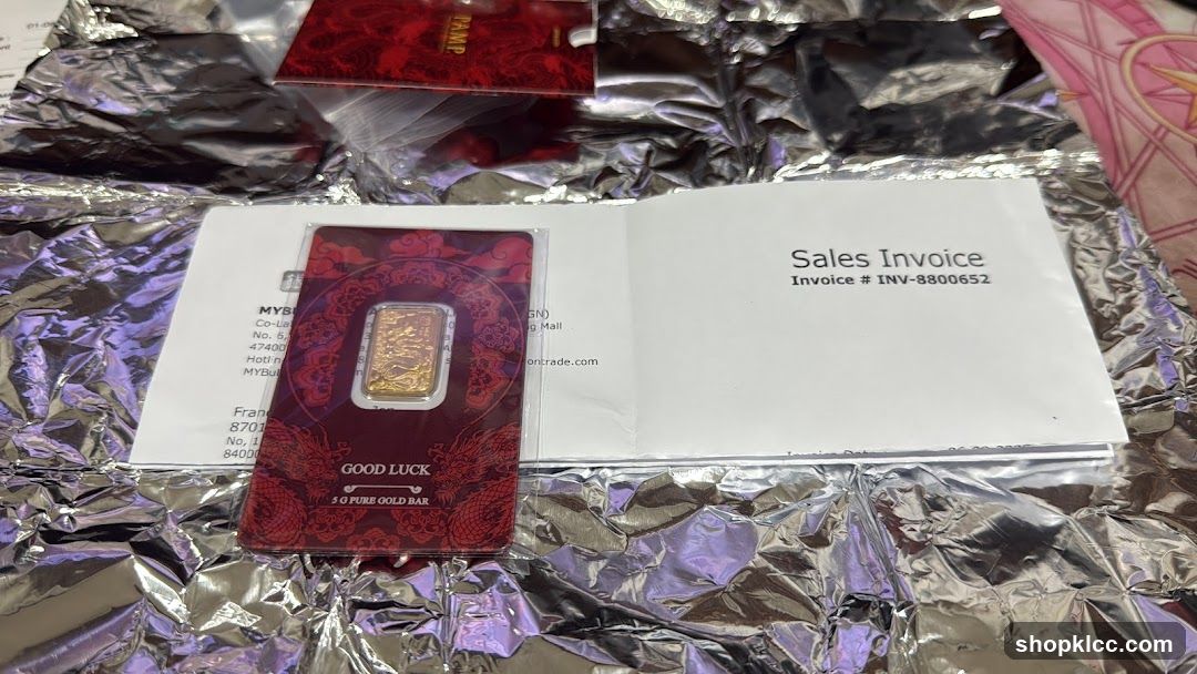 Gold Bar with Sales Invoice