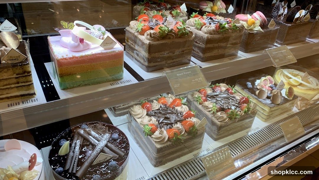 Assortment of Cakes in a Display Case