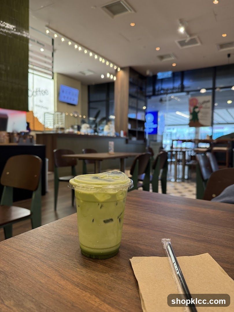 Matcha Latte in a Cafe