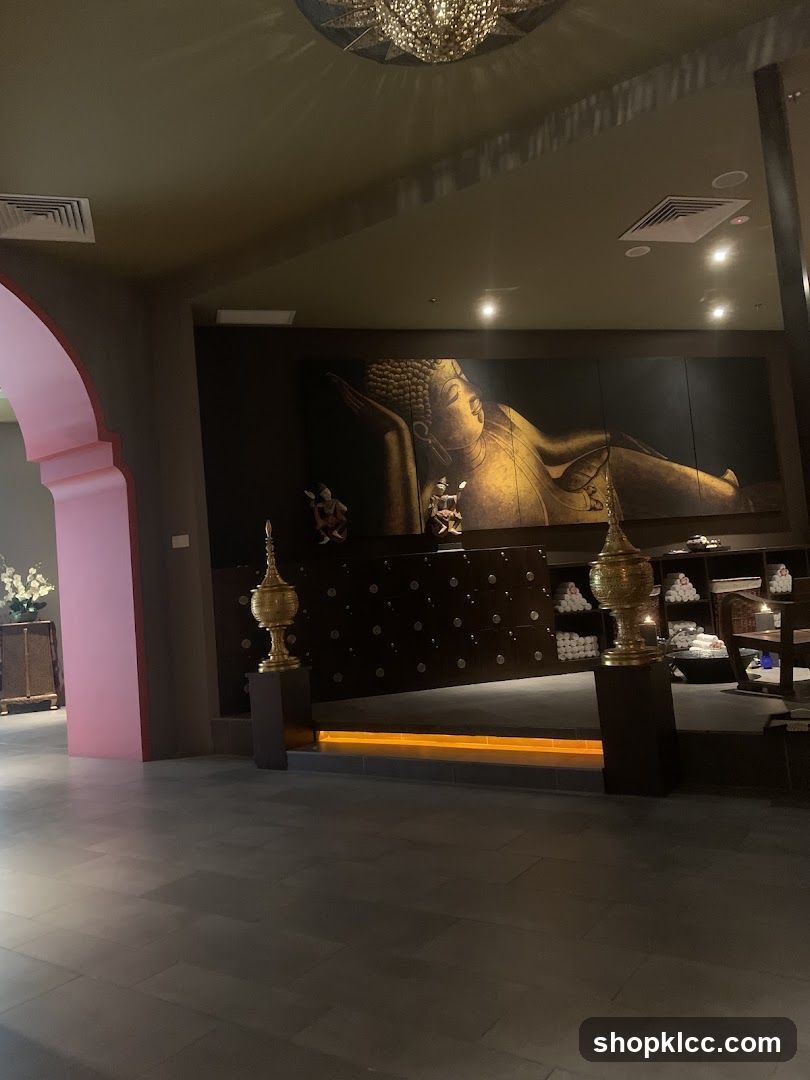 Spa Interior with Reclining Buddha Mural